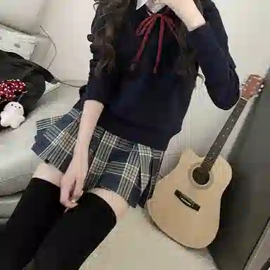 东鲸岁时记 学院风纯色套头简约休闲毛衣 女款 藏青色