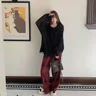 东鲸岁时记 宽松落肩袖纯色长袖针织衫 男女同款 黑色