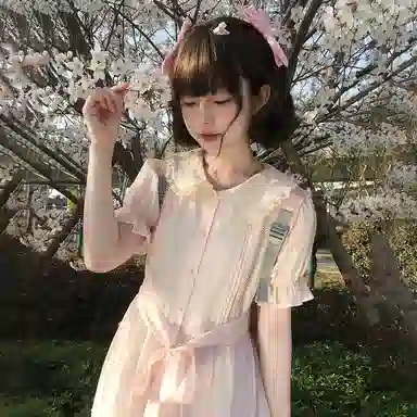 东鲸岁时记 纯色舒适休闲百搭短袖连衣裙 女款 礼盒装 粉色