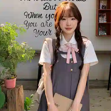 东鲸岁时记 学院风甜美可爱小个子短袖衬衫 女款 白色