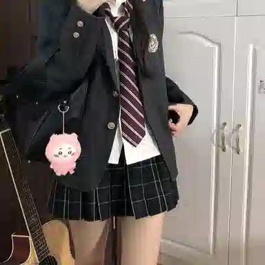 东鲸岁时记 学院风休闲舒适衬衫格子伯克利百褶裙制服 女款