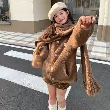 东鲸岁时记 学院风宽松韩系穿搭针织衫格纹气质半身裙裙装套装 女款