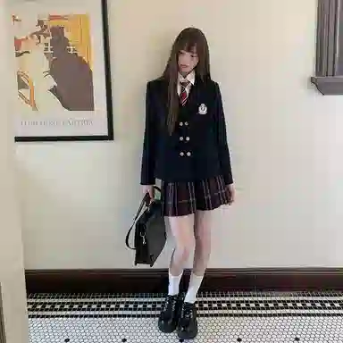 东鲸岁时记 学院风日系短款长袖上衣中腰半身裙制服 女款 礼盒装