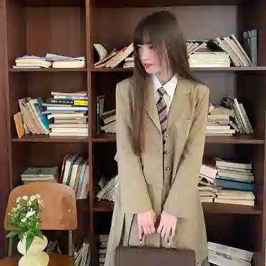 东鲸岁时记 学院风时尚纯色中腰百褶长款半身休闲长裙 女款 棕色