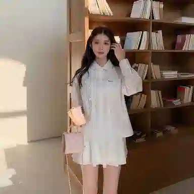 东鲸岁时记 法式气质长袖衬衫设计感小众蛋糕裙裙装套装 女款 礼盒装 长袖衬衫+白色短裙（含打底裤） 买赠衣架