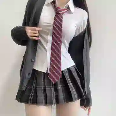 东鲸岁时记 学院风修身长袖衬衫格子伯克利半身裙针织开衫制服 女款