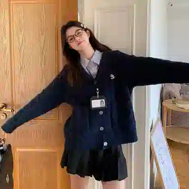 东鲸岁时记 宽松制服海军领慵懒风针织休闲简约半身裙裙装套装 女款