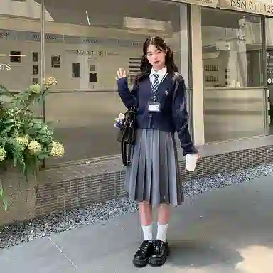 东鲸岁时记 学院风格雷系纯色中长款伯克利百褶裙休闲长裙 女款 灰色裙