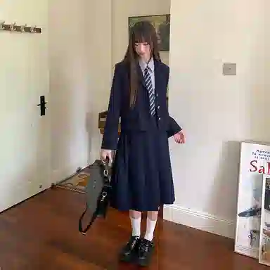 东鲸岁时记 舒适纯色时尚休闲长裙 女款 藏青色