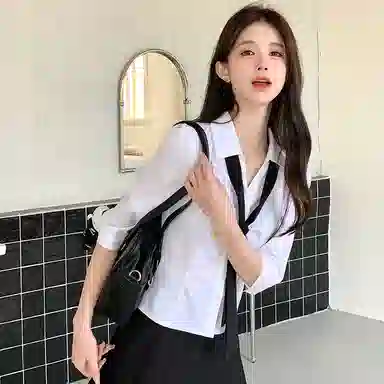 东鲸岁时记 超好看日常通勤中袖衬衫制服 女款 白色