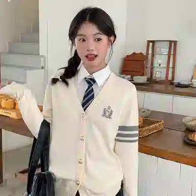 东鲸岁时记 学院风纯色针织休闲舒适毛衣 女款 白色