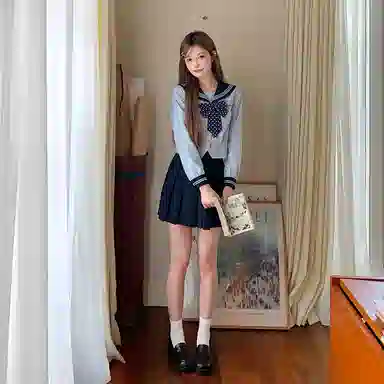 东鲸岁时记 开学季毕业季学院风日系水手服上衣伯克利百褶裙半身裙小个子裙装套装 女款