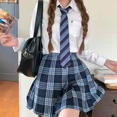 东鲸岁时记 长袖衬衫纯色基础款通勤学院风上衣小个子高腰半身裙裙装套装 女款