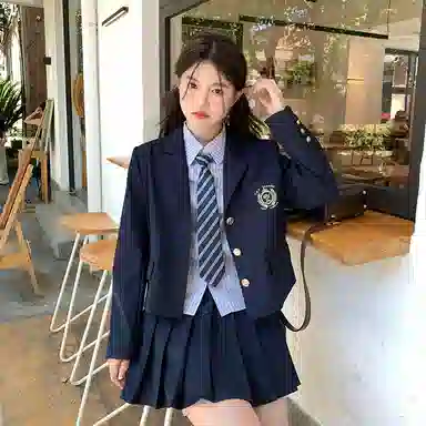 东鲸岁时记 学院风高级感伯克利修身上衣外套通勤职场微辣文艺风纯色短款西装 秋季 女款 礼盒装 藏青色