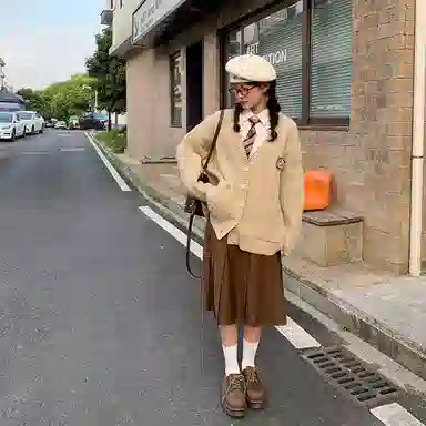 东鲸岁时记 学院风格雷系纯色中长款伯克利百褶裙休闲长裙 女款 灰色裙