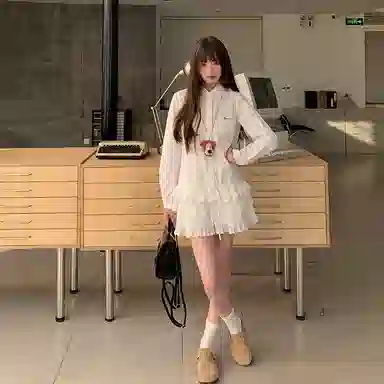 东鲸岁时记 蕾丝连衣裙小个子海边度假裙装套装 女款 礼盒装 白