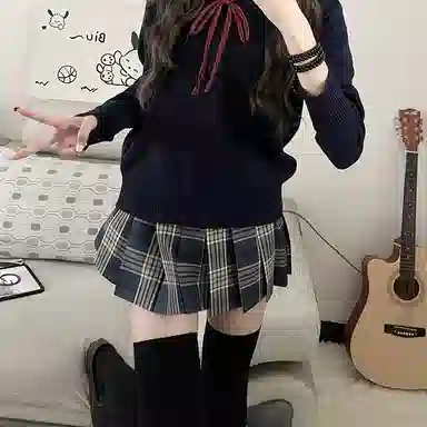 东鲸岁时记 学院风纯色毛衣半身裙套装制服 女款