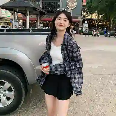 东鲸岁时记 格子长袖衬衣外套纯色百搭舒适裙裤裙装套装 女款