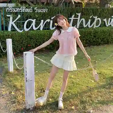 东鲸岁时记 蛋糕小个子半身裙休闲短裙 女款 礼盒装 白色浪漫桃心花边裙