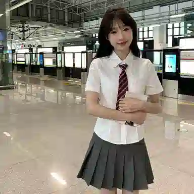 东鲸岁时记 学院风纯色翻领短袖衬衫百褶裙制服 女款 礼盒装