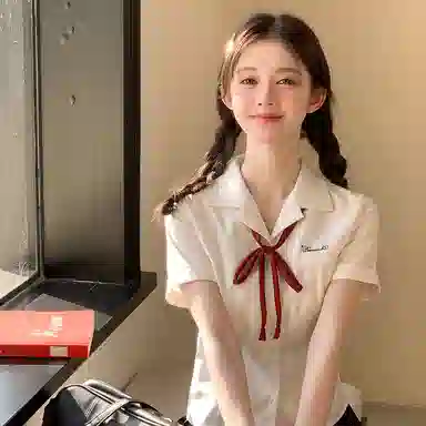 东鲸岁时记 漂亮收腰显瘦短袖衬衫制服 女款 礼盒装 收腰西装领短袖衬衫