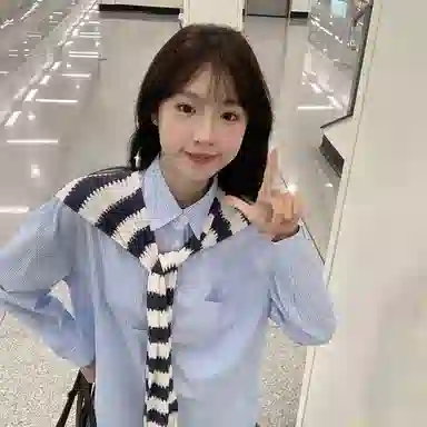 东鲸岁时记 学院风通勤穿搭法式气质松弛感条纹宽松长袖衬衫 女款 蓝色