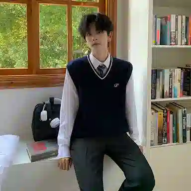 东鲸岁时记 开学季学院风日常休闲复古秋季保暖纯色刺绣外套温暖时尚设计感毕业季马甲 男款