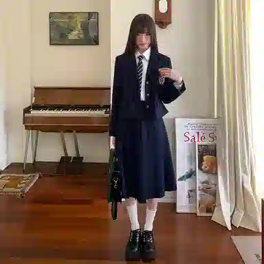 东鲸岁时记 舒适纯色时尚休闲长裙 女款 藏青色