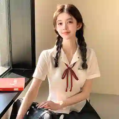 东鲸岁时记 漂亮收腰显瘦短袖衬衫制服 女款 礼盒装 收腰西装领短袖衬衫