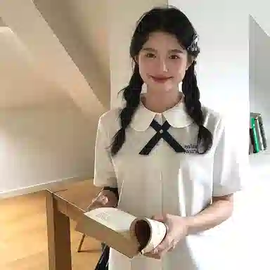 东鲸岁时记 学院风设计感衬衣泰式校服短袖衬衫 女款 白色