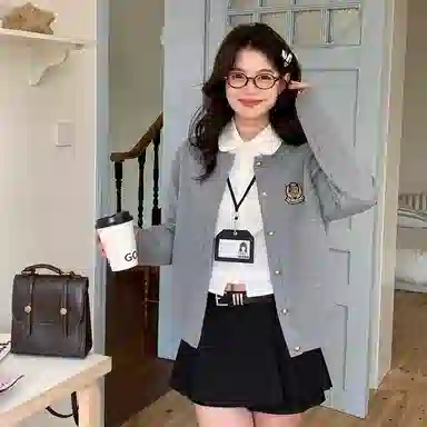 东鲸岁时记 学院风韩系收腰松弛感小个子舒适毛衣 女款 灰色