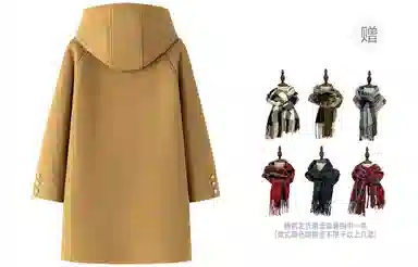 东鲸岁时记 学院风牛角扣连帽休闲长袖大衣 女款 驼色