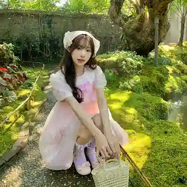 东鲸岁时记 可爱甜美独特绝美小裙子短袖连衣裙萝莉装 女款 粉色