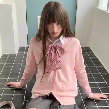 东鲸岁时记 慵懒风复古甜美温柔开衫长袖针织衫衬衫格子百褶短裙制服 女款