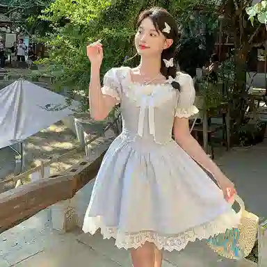 东鲸岁时记 蕾丝小个子气质女装高级感白色短袖连衣裙 女款 礼盒装