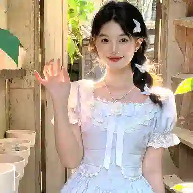 东鲸岁时记 蕾丝小个子气质女装高级感白色短袖连衣裙 女款 礼盒装