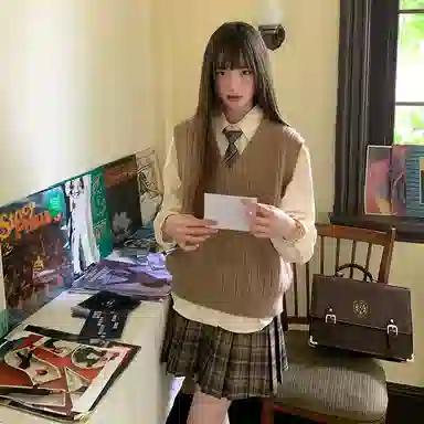 东鲸岁时记 格子中腰合身休闲短裙 女款 棕色