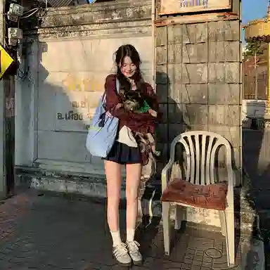 东鲸岁时记 慵懒风经典格子纯棉长袖外套衬衫 女款 红格