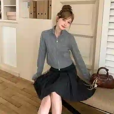 东鲸岁时记 开学季慵懒风可爱温柔甜妹保暖柔软舒适穿搭甜美日常休闲纯色麻花双拉链外套毕业季针织衫 女款 礼盒装