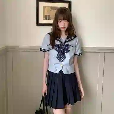 东鲸岁时记 学院风海军领短袖上衣通勤舒适半身裙制服 女款 薄荷绿