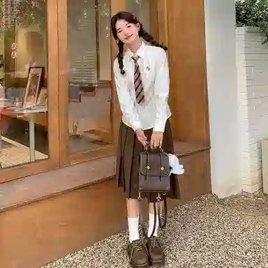 东鲸岁时记 学院风格雷系纯色中长款伯克利百褶裙休闲长裙 女款 灰色裙