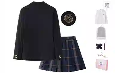 东鲸岁时记 学院风长袖衬衫修身西服格子伯克利半身裙制服 女款