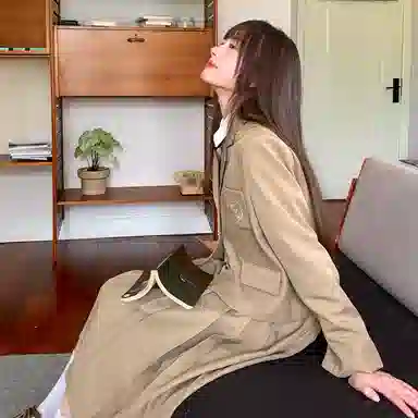 东鲸岁时记 学院风时尚纯色中腰百褶长款半身休闲长裙 女款 棕色