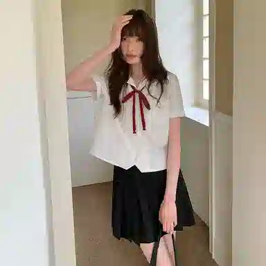 东鲸岁时记 宽松慵懒风短袖衬衫制服 女款 白色