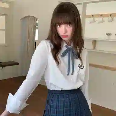 东鲸岁时记 学院风长袖衬衫小个子高腰显瘦格裙裙装套装 女款