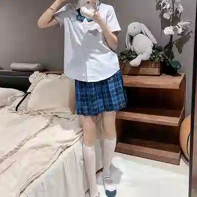 东鲸岁时记 日系复古制服格纹短款百搭学生百褶鲸落半身裙