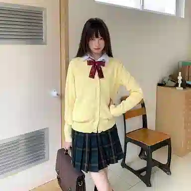 东鲸岁时记 学院风复古高级感显瘦舒适长袖针织衫格子百褶裙制服 女款