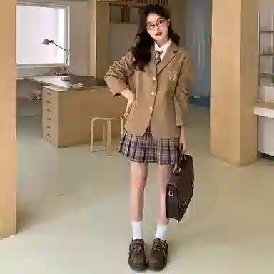 东鲸岁时记 学院风西装外套休闲摩尔学院百褶短裙制服 女款