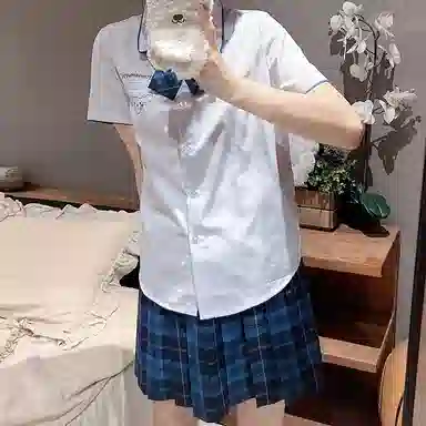 东鲸岁时记 日系复古制服格纹短款百搭学生百褶鲸落半身裙