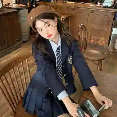 东鲸岁时记 学院风高级感伯克利修身上衣外套通勤职场微辣文艺风纯色短款西装 秋季 女款 礼盒装 藏青色